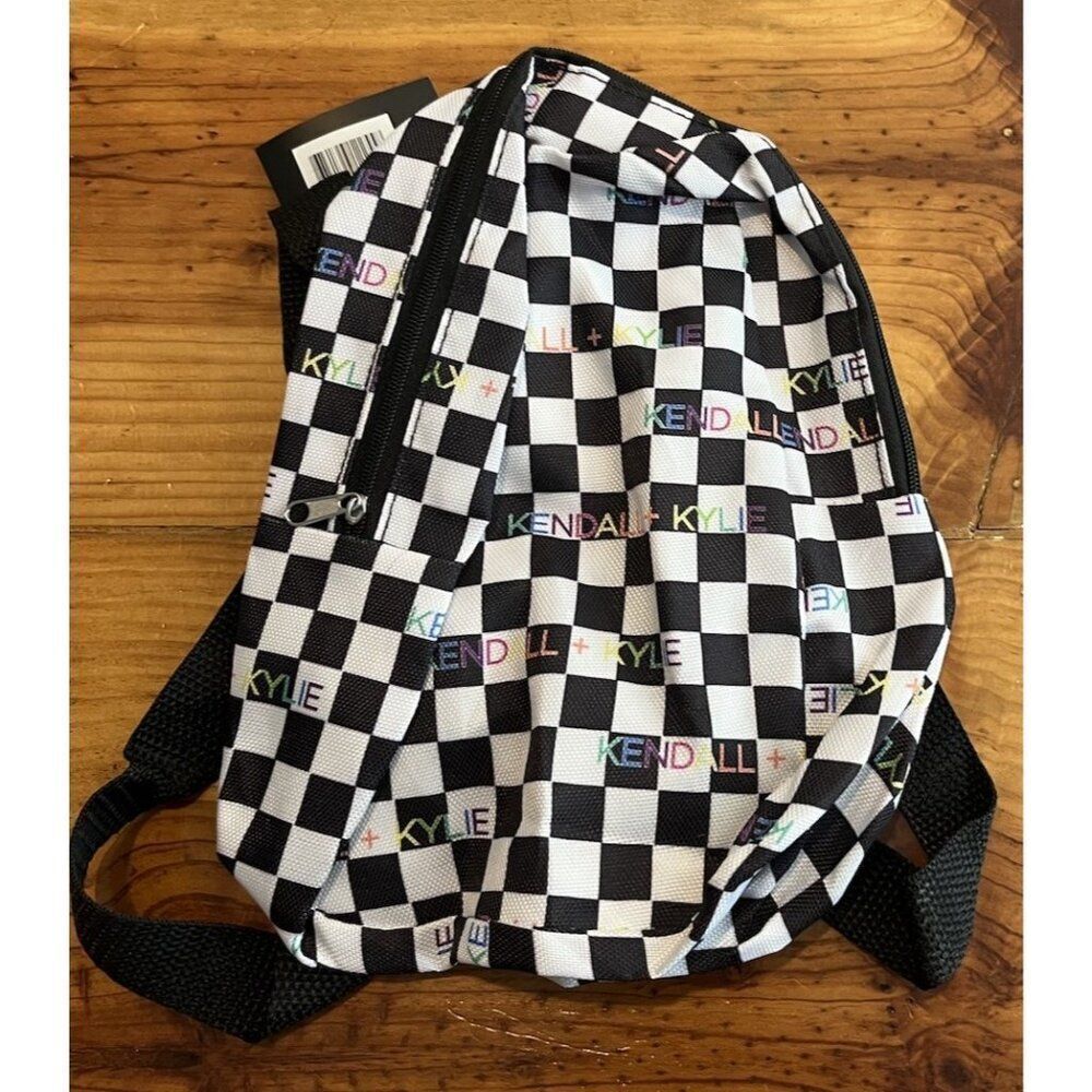 Kendall + Kylie Mini Black and White Checkered Backpack Small Sling Bag NWT